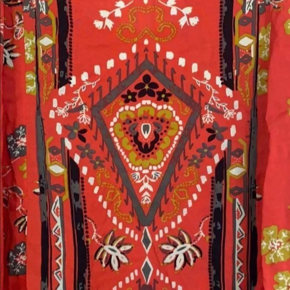 Free People Medium Vibrant Orange Flowy Midi Tank Dress Boho Festival Vacation - Picture 2 of 8